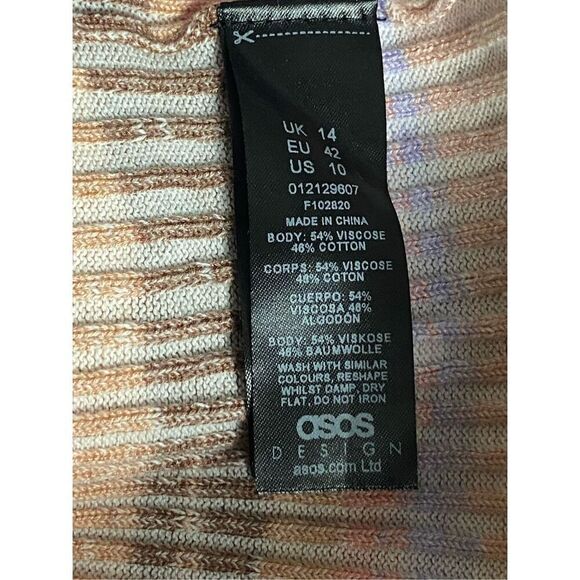 Asos Design Womens Multicolor Space Dye Ribbed Knit Collared Jumper Size 10 - Picture 5 of 5